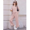 Ekouaer 2 Packs Lounge Set for Women Short Sleeve Pajamas Top and Long Pant(Pink Stripes/Navy Dots)