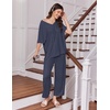 Ekouaer 2 Packs Lounge Set for Women Short Sleeve Pajamas Top and Long Pant(Pink Stripes/Navy Dots)