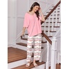 Ekouaer 2 Packs Lounge Set for Women Short Sleeve Pajamas Top and Long Pant(Pink Tie-dye Stripes/Green Tie-dye Stripes)