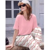 Ekouaer 2 Packs Lounge Set for Women Short Sleeve Pajamas Top and Long Pant(Pink Tie-dye Stripes/Green Tie-dye Stripes)