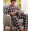 Ekouaer Mens 100% Cotton Pajama Set Long Sleeve Button Down Sleepwear S-3XL(Black Red White Plaid)
