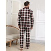 Ekouaer Mens 100% Cotton Pajama Set Long Sleeve Button Down Sleepwear S-3XL(Black Red White Plaid)