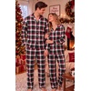 Ekouaer Mens 100% Cotton Pajama Set Long Sleeve Button Down Sleepwear S-3XL(Black Red White Plaid)