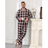 Ekouaer Mens 100% Cotton Pajama Set Long Sleeve Button Down Sleepwear S-3XL(Black Red White Plaid)