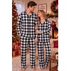 Ekouaer Mens 100% Cotton Pajama Set Long Sleeve Button Down Sleepwear S-3XL(Black White Buffalo Plaid)
