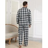 Ekouaer Mens 100% Cotton Pajama Set Long Sleeve Button Down Sleepwear S-3XL(Black White Buffalo Plaid)