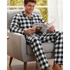 Ekouaer Mens 100% Cotton Pajama Set Long Sleeve Button Down Sleepwear S-3XL(Black White Buffalo Plaid)