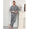 Ekouaer Mens 100% Cotton Pajama Set Long Sleeve Button Down Sleepwear S-3XL(Black White Buffalo Plaid)