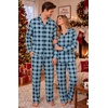 Ekouaer Mens 100% Cotton Pajama Set Long Sleeve Button Down Sleepwear S-3XL(Blue Black Plaid)