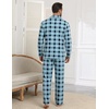 Ekouaer Mens 100% Cotton Pajama Set Long Sleeve Button Down Sleepwear S-3XL(Blue Black Plaid)