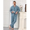 Ekouaer Mens 100% Cotton Pajama Set Long Sleeve Button Down Sleepwear S-3XL(Blue Black Plaid)