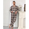 Ekouaer Mens 100% Cotton Pajama Set Long Sleeve Button Down Sleepwear S-3XL(Brown Plaid)
