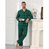 Ekouaer Mens 100% Cotton Pajama Set Long Sleeve Button Down Sleepwear S-3XL(Green Black Buffalo Plaid)