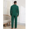 Ekouaer Mens 100% Cotton Pajama Set Long Sleeve Button Down Sleepwear S-3XL(Green Black Buffalo Plaid)