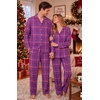 Ekouaer Mens 100% Cotton Pajama Set Long Sleeve Button Down Sleepwear S-3XL(Purple Red Plaid)