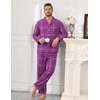 Ekouaer Mens 100% Cotton Pajama Set Long Sleeve Button Down Sleepwear S-3XL(Purple Red Plaid)