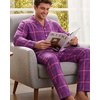 Ekouaer Mens 100% Cotton Pajama Set Long Sleeve Button Down Sleepwear S-3XL(Purple Red Plaid)
