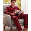 Ekouaer Mens 100% Cotton Pajama Set Long Sleeve Button Down Sleepwear S-3XL(Red Black Buffalo Plaid)