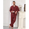 Ekouaer Mens 100% Cotton Pajama Set Long Sleeve Button Down Sleepwear S-3XL(Red Black Buffalo Plaid)