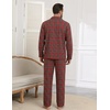 Ekouaer Mens 100% Cotton Pajama Set Long Sleeve Button Down Sleepwear S-3XL(Red Green Plaid)