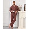 Ekouaer Mens 100% Cotton Pajama Set Long Sleeve Button Down Sleepwear S-3XL(Red Green Plaid)
