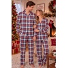 Ekouaer Mens 100% Cotton Pajama Set Long Sleeve Button Down Sleepwear S-3XL(Red Navy Plaid)