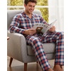 Ekouaer Mens 100% Cotton Pajama Set Long Sleeve Button Down Sleepwear S-3XL(Red Navy Plaid)