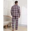 Ekouaer Mens 100% Cotton Pajama Set Long Sleeve Button Down Sleepwear S-3XL(Red Navy Plaid)