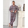 Ekouaer Mens 100% Cotton Pajama Set Long Sleeve Button Down Sleepwear S-3XL(Red Navy Plaid)