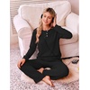 Ekouaer Pajamas for Women Set Cotton Long Sleeve Pjs 2 Piece Lounge Sets(Black)