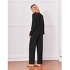 Ekouaer Pajamas for Women Set Cotton Long Sleeve Pjs 2 Piece Lounge Sets(Black)