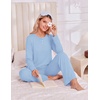 Ekouaer Pajamas for Women Set Cotton Long Sleeve Pjs 2 Piece Lounge Sets(Blue)