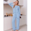 Ekouaer Pajamas for Women Set Cotton Long Sleeve Pjs 2 Piece Lounge Sets(Blue)