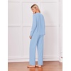 Ekouaer Pajamas for Women Set Cotton Long Sleeve Pjs 2 Piece Lounge Sets(Blue)