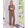Ekouaer Pajamas for Women Set Cotton Long Sleeve Pjs 2 Piece Lounge Sets(Brown)