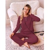 Ekouaer Pajamas for Women Set Cotton Long Sleeve Pjs 2 Piece Lounge Sets(Burgundy)