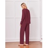 Ekouaer Pajamas for Women Set Cotton Long Sleeve Pjs 2 Piece Lounge Sets(Burgundy)