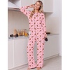 Ekouaer Pajamas for Women Set Cotton Long Sleeve Pjs 2 Piece Lounge Sets(Christmas Pink)