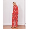 Ekouaer Pajamas for Women Set Cotton Long Sleeve Pjs 2 Piece Lounge Sets(Christmas Red)