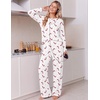 Ekouaer Pajamas for Women Set Cotton Long Sleeve Pjs 2 Piece Lounge Sets(Christmas White)