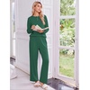 Ekouaer Pajamas for Women Set Cotton Long Sleeve Pjs 2 Piece Lounge Sets(Green)