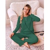 Ekouaer Pajamas for Women Set Cotton Long Sleeve Pjs 2 Piece Lounge Sets(Green)