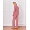 Ekouaer Pajamas for Women Set Cotton Long Sleeve Pjs 2 Piece Lounge Sets(Grey Purple)