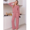 Ekouaer Pajamas for Women Set Cotton Long Sleeve Pjs 2 Piece Lounge Sets(Grey Purple)