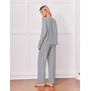 Ekouaer Pajamas for Women Set Cotton Long Sleeve Pjs 2 Piece Lounge Sets(Light Gray)