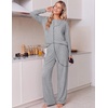 Ekouaer Pajamas for Women Set Cotton Long Sleeve Pjs 2 Piece Lounge Sets(Light Gray)