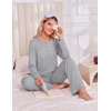 Ekouaer Pajamas for Women Set Cotton Long Sleeve Pjs 2 Piece Lounge Sets(Light Gray)