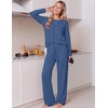 Ekouaer Pajamas for Women Set Cotton Long Sleeve Pjs 2 Piece Lounge Sets(Navy)