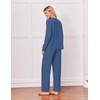 Ekouaer Pajamas for Women Set Cotton Long Sleeve Pjs 2 Piece Lounge Sets(Navy)