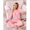 Ekouaer Pajamas for Women Set Cotton Long Sleeve Pjs 2 Piece Lounge Sets(Pink)
